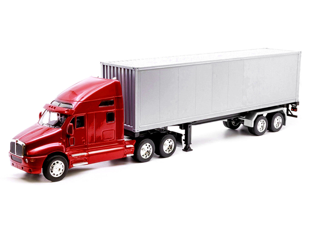 Kenworth T2000 Truck Red Metallic with Gray Container "Transporter" Series 1/32 Diecast Model by Welly LuxuryLifeWay Online Store