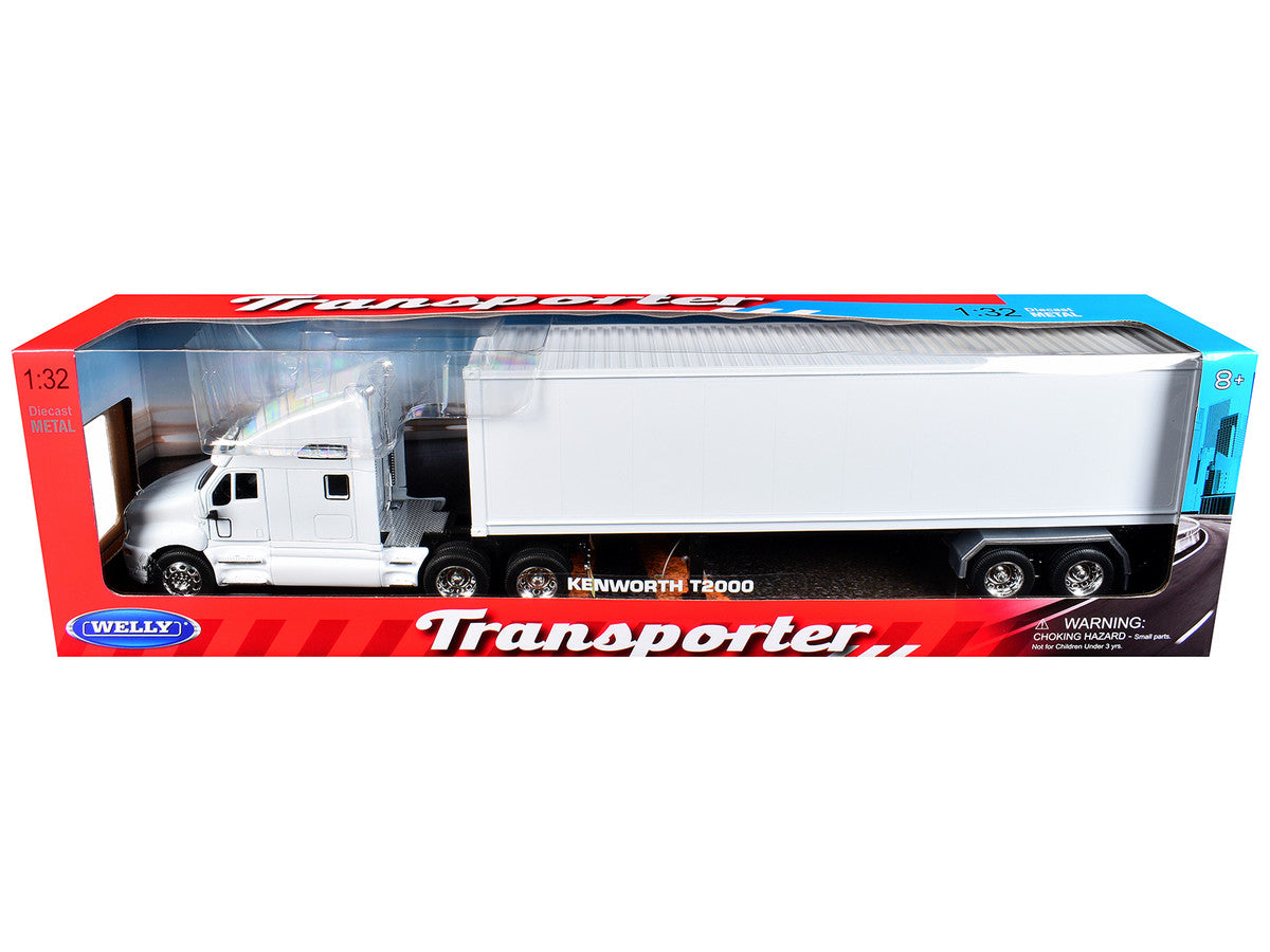 Kenworth T2000 Truck White with White Container "Transporter" Series 1/32 Diecast Model by Welly LuxuryLifeWay Online Store