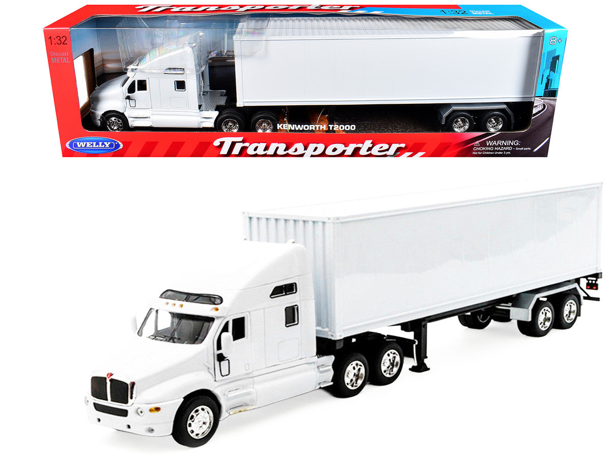 Kenworth T2000 Truck White with White Container "Transporter" Series 1/32 Diecast Model by Welly LuxuryLifeWay Online Store