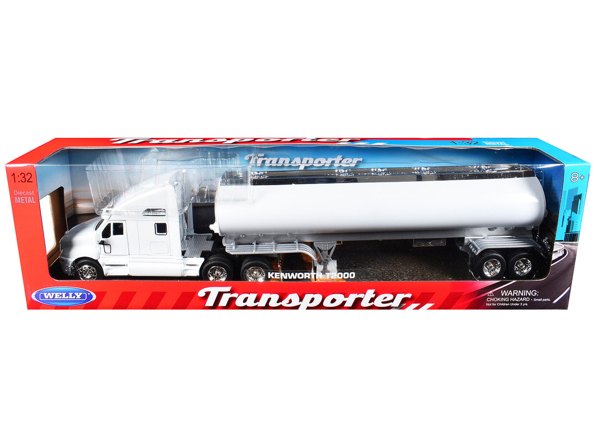 Kenworth T2000 Truck White with White Tanker Trailer "Transporter" Series 1/32 Diecast Model by Welly LuxuryLifeWay Online Store