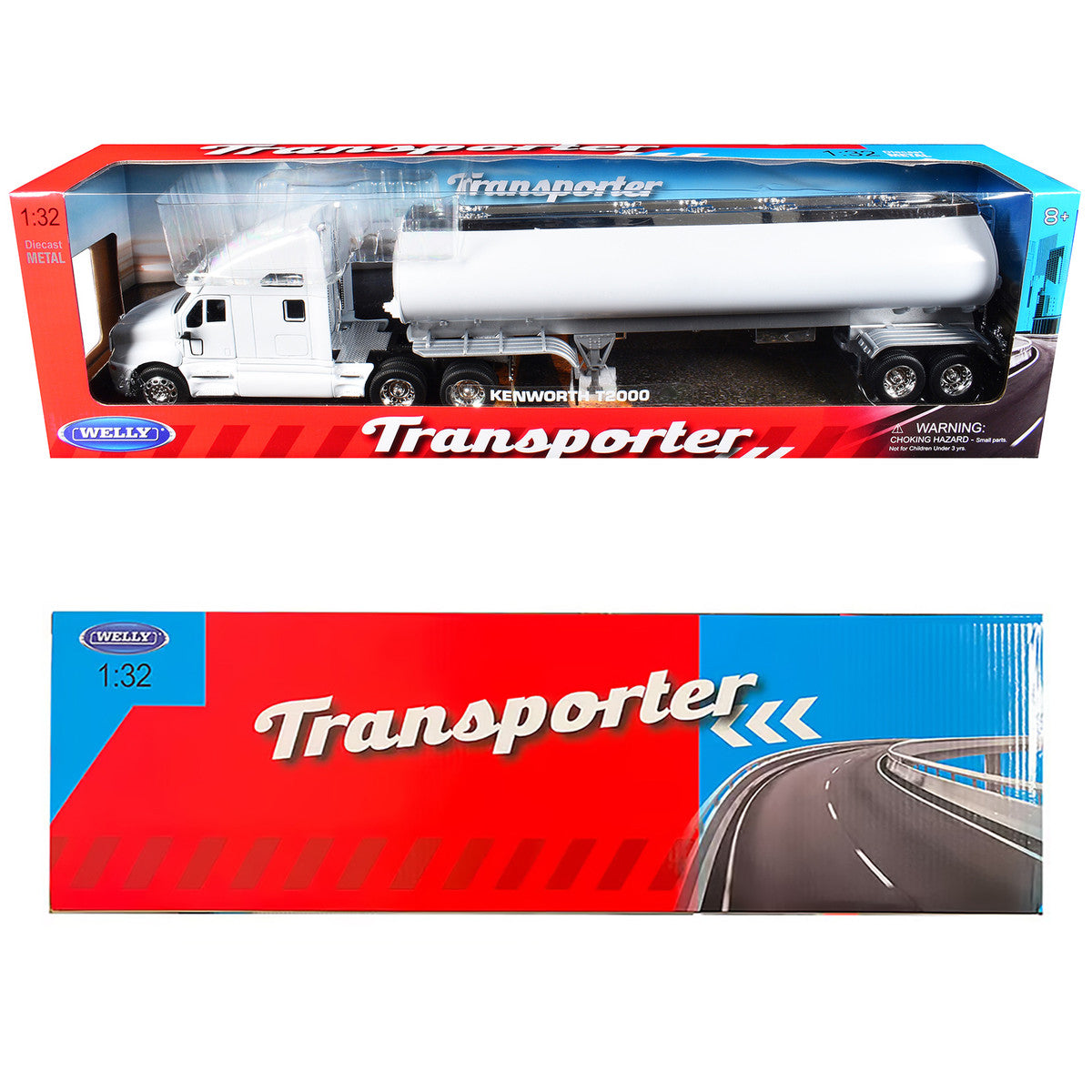 Kenworth T2000 Truck White with White Tanker Trailer "Transporter" Series 1/32 Diecast Model by Welly LuxuryLifeWay Online Store