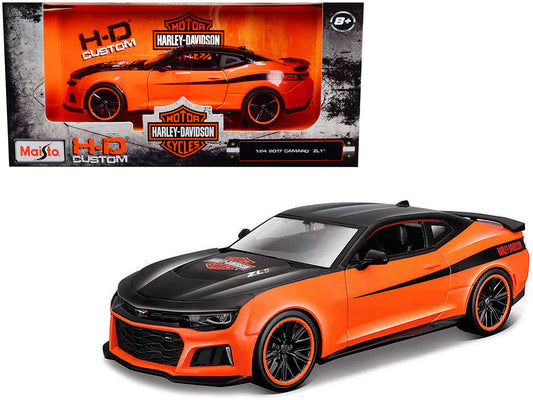 2017 Chevrolet Camaro ZL1 Orange and Black "Harley Davidson" "H-D Custom" Series 1/24 Diecast Model Car by Maisto LuxuryLifeWay Online Store