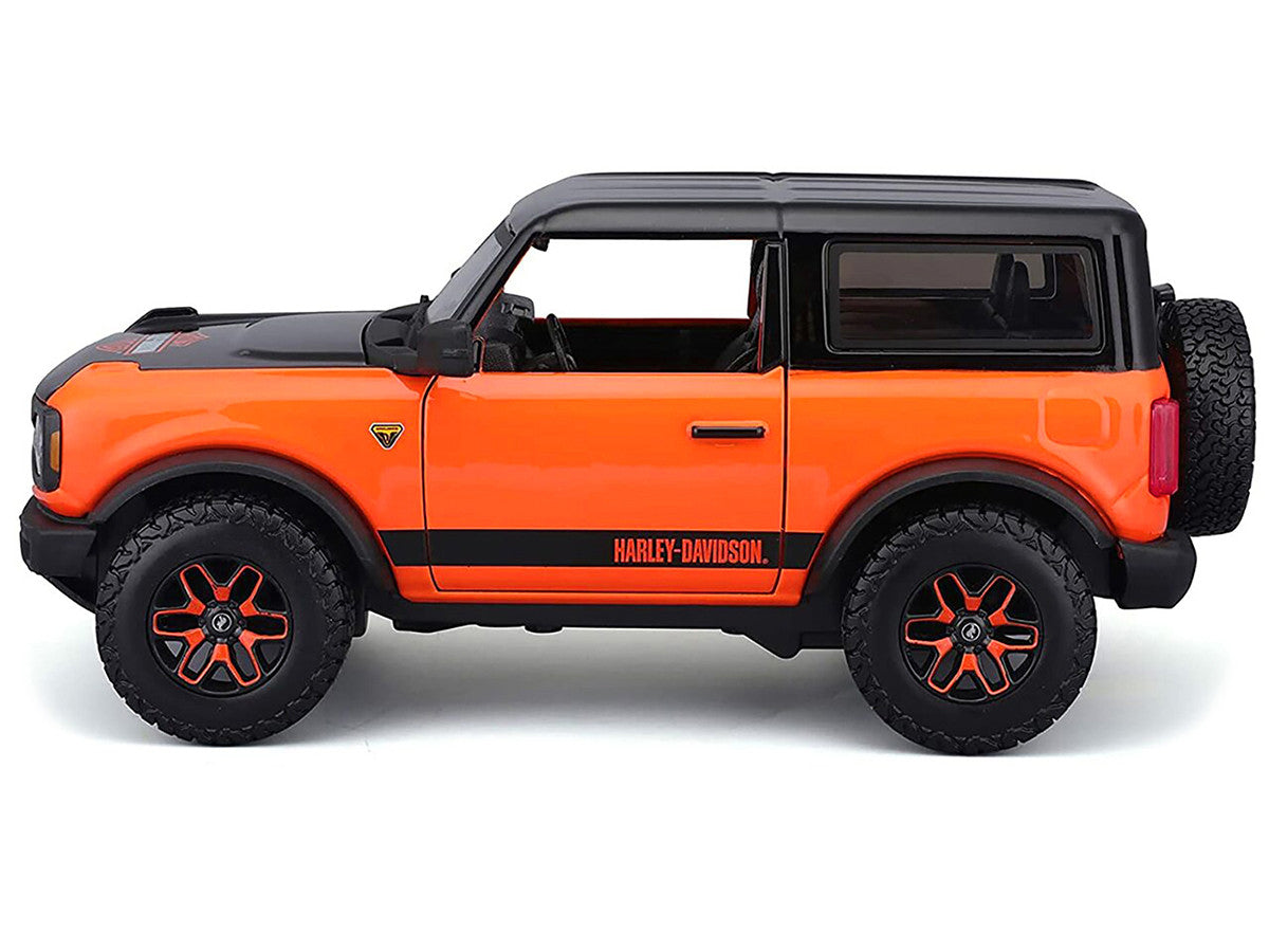 2021 Ford Bronco Badlands Orange and Black "Harley Davidson" "H-D Custom" Series 1/24 Diecast Model Car by Maisto LuxuryLifeWay Online Store