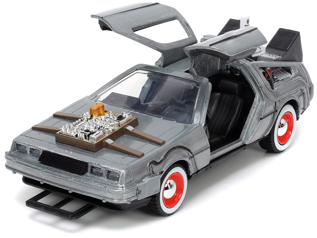 DeLorean DMC (Time Machine) Brushed Metal "Back to the Future Part III" (1990) Movie "Hollywood Rides" Series 1/32 Diecast Model Car by Jada LuxuryLifeWay Online Store