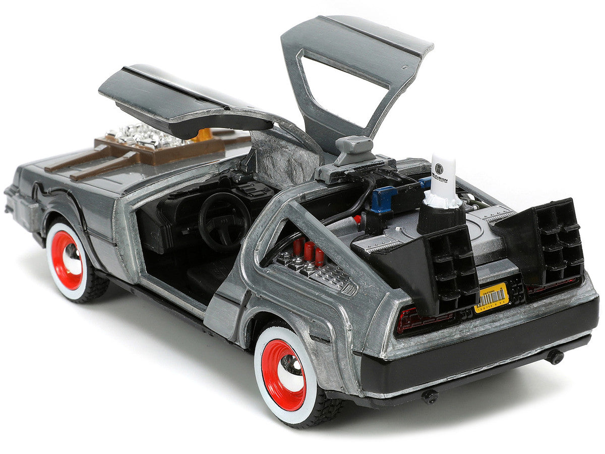 DeLorean DMC (Time Machine) Brushed Metal "Back to the Future Part III" (1990) Movie "Hollywood Rides" Series 1/32 Diecast Model Car by Jada LuxuryLifeWay Online Store