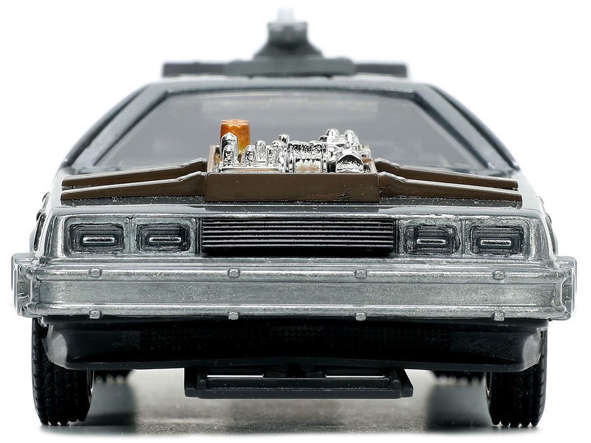 DeLorean DMC (Time Machine) Brushed Metal "Back to the Future Part III" (1990) Movie "Hollywood Rides" Series 1/32 Diecast Model Car by Jada LuxuryLifeWay Online Store