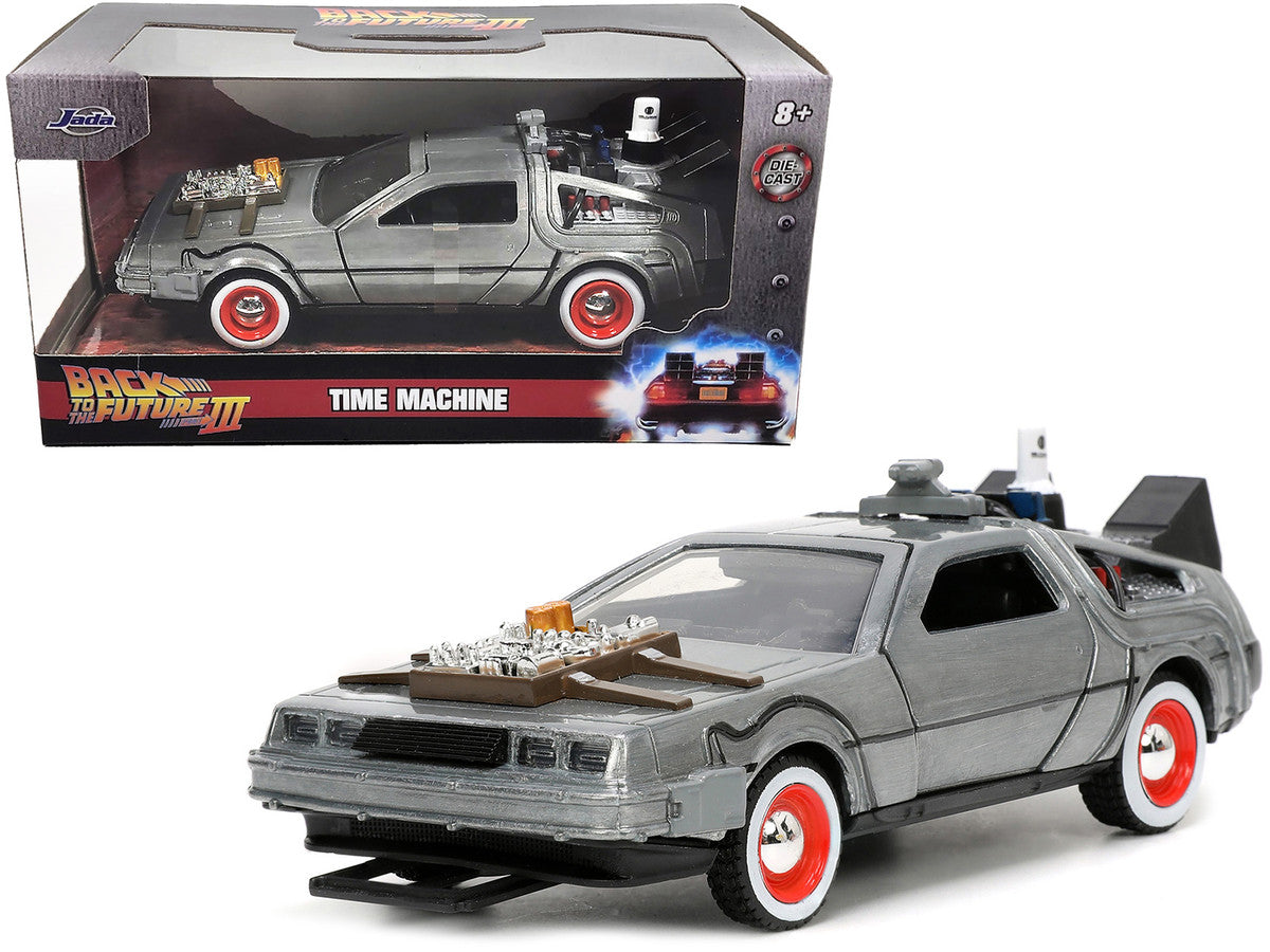 DeLorean DMC (Time Machine) Brushed Metal "Back to the Future Part III" (1990) Movie "Hollywood Rides" Series 1/32 Diecast Model Car by Jada LuxuryLifeWay Online Store