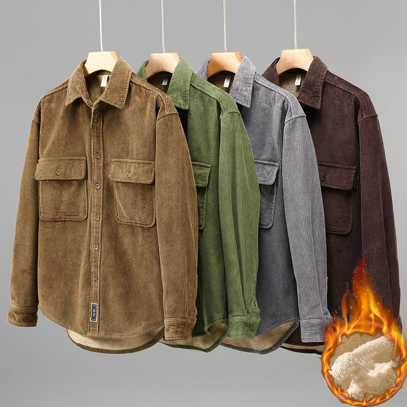 Men's Fleece Lined Padded Warm Keeping Casual Coat Shirt LadyShow.Store
