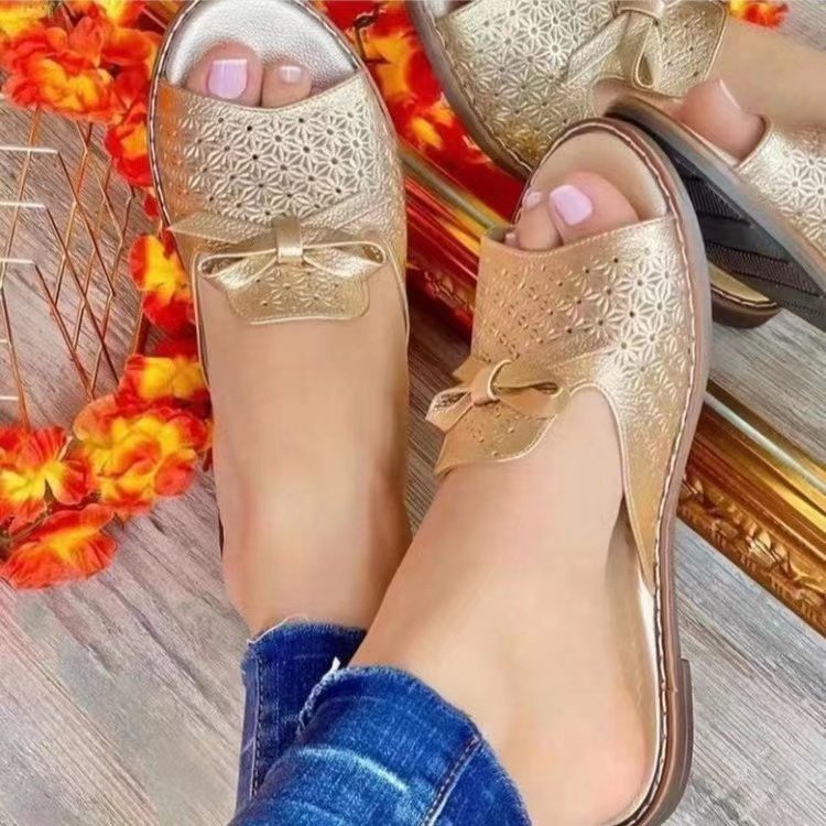 Flat Bottom Bow Wispy Air Breathable Fashion Beach Slippers LadyShow.Store