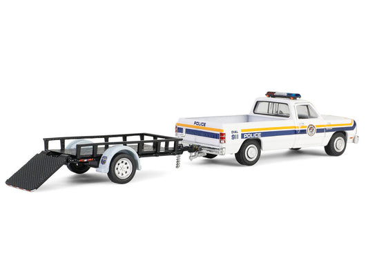 1990 Dodge Ram D250 Pickup Truck "Philadelphia PA Police Department" White with Stripes and Utility Trailer "Hot Pursuit Hitch & Tow" Series 1 1/64 Diecast Model Cars by Greenlight LuxuryLifeWay Online Store