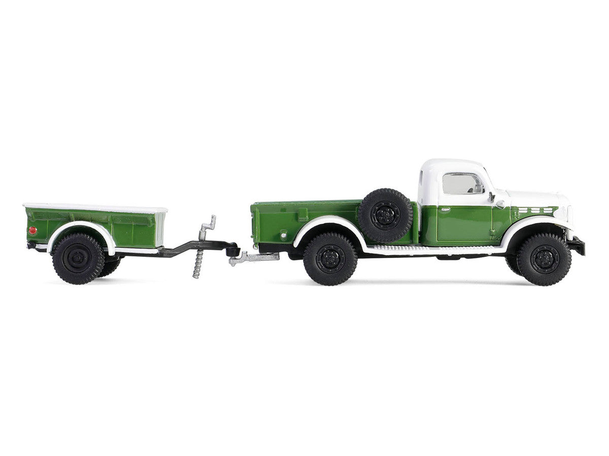1950 Dodge Power Wagon Pickup Truck Green and White with 1/4 Ton Cargo Trailer Green "Hitch & Tow" Series 32 1/64 Diecast Model Cars by Greenlight LuxuryLifeWay Online Store