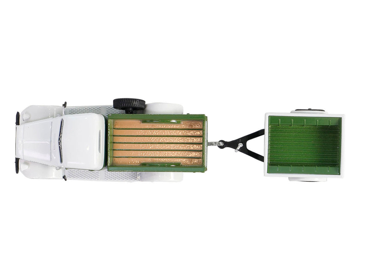 1950 Dodge Power Wagon Pickup Truck Green and White with 1/4 Ton Cargo Trailer Green "Hitch & Tow" Series 32 1/64 Diecast Model Cars by Greenlight LuxuryLifeWay Online Store