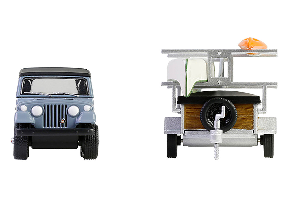 1968 Jeep Jeepster Commando SC-1 Gray with Black Stripes and Top with Canoe Trailer Canoe Rack Canoe and Kayak "Hitch & Tow" Series 32 1/64 Diecast Model Cars by Greenlight LuxuryLifeWay Online Store