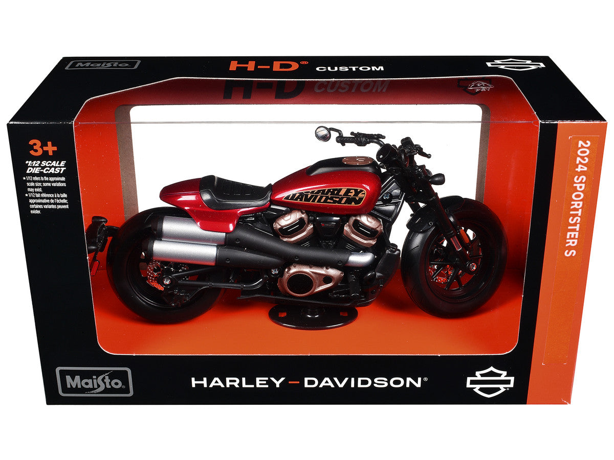 2024 Harley Davidson Sportster S Motorcycle Red Metallic and Black "H-D Custom" Series 1/12 Diecast Model Car by Maisto LuxuryLifeWay Online Store