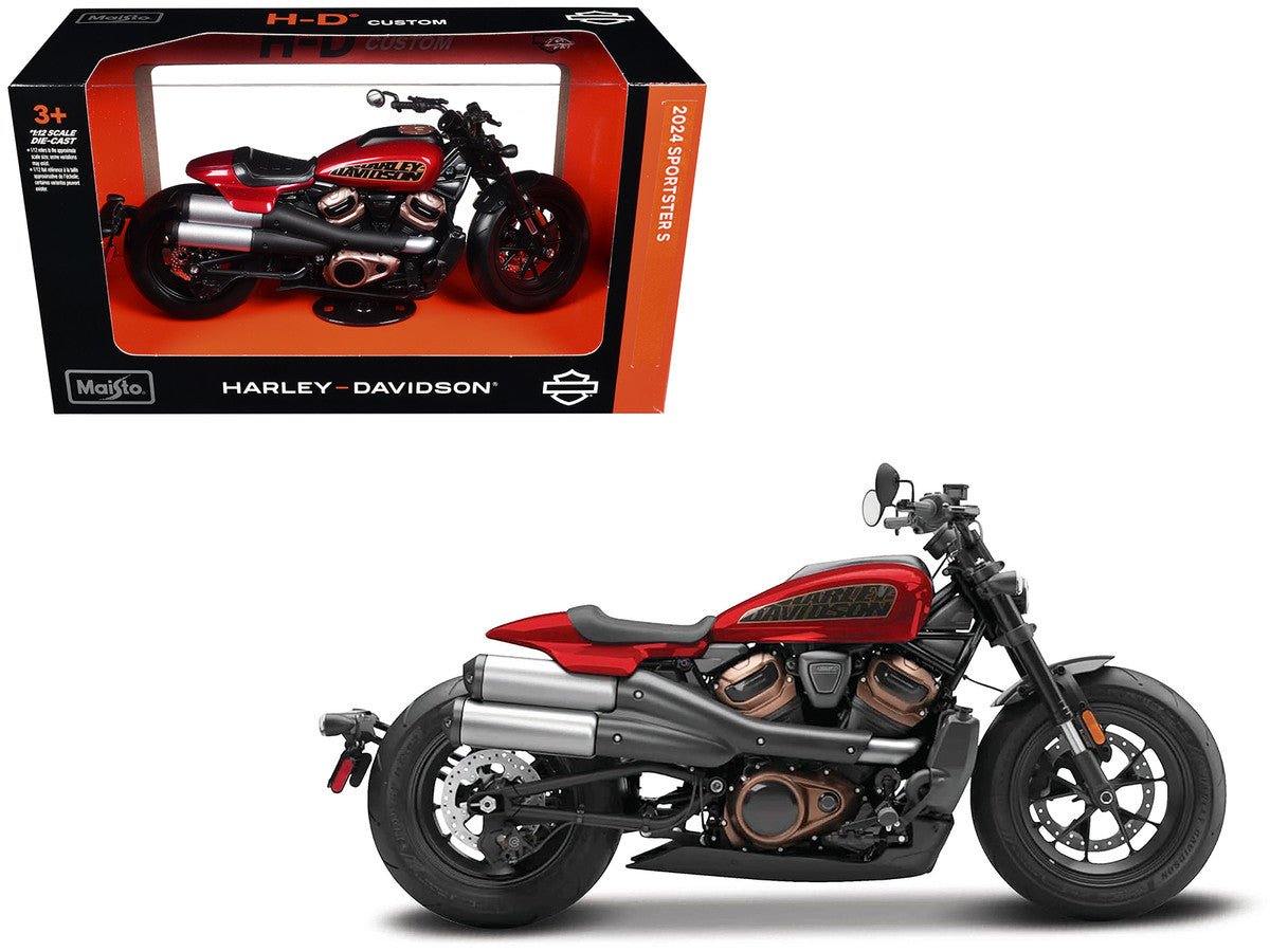 2024 Harley Davidson Sportster S Motorcycle Red Metallic and Black "H-D Custom" Series 1/12 Diecast Model Car by Maisto LuxuryLifeWay Online Store