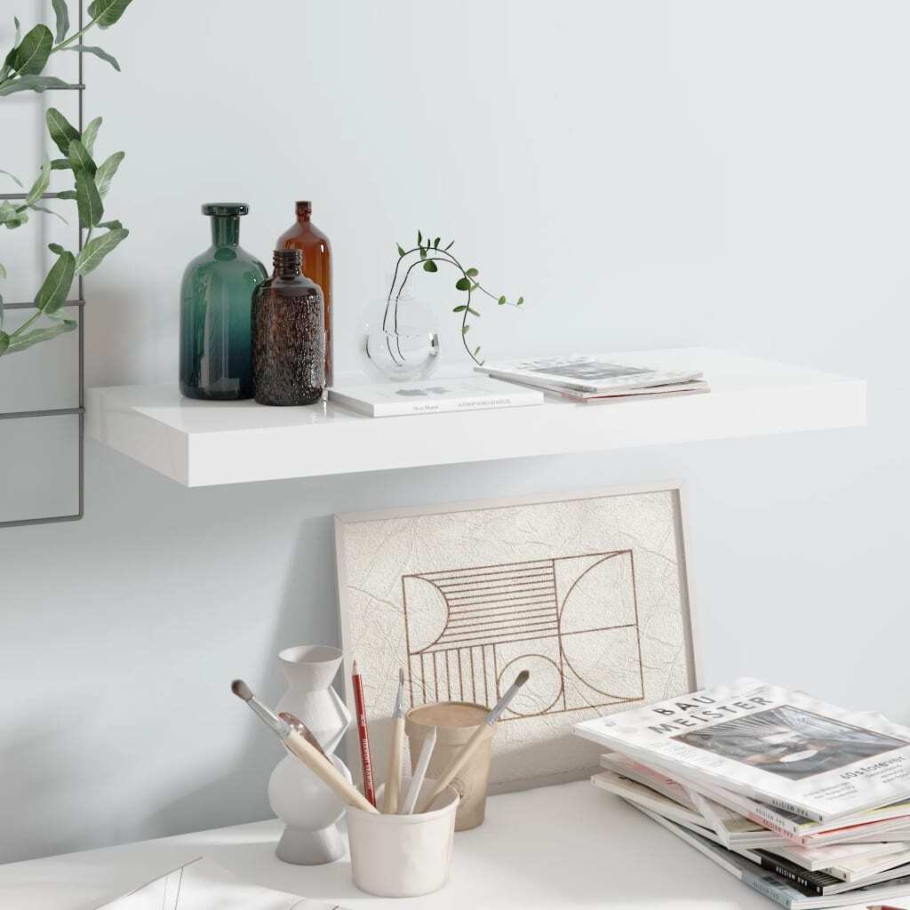 Floating Wall Shelf High Gloss White 23.6"x9.3"x1.5" MDF LuxuryLifeWay Online Store