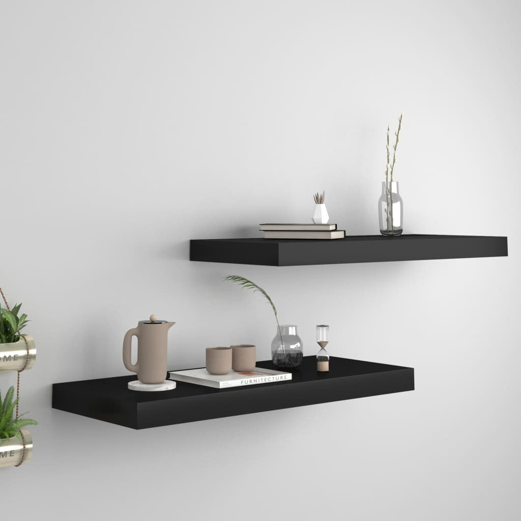 Floating Wall Shelves 2 pcs Black 23.6"x9.3"x1.5" MDF LuxuryLifeWay Online Store