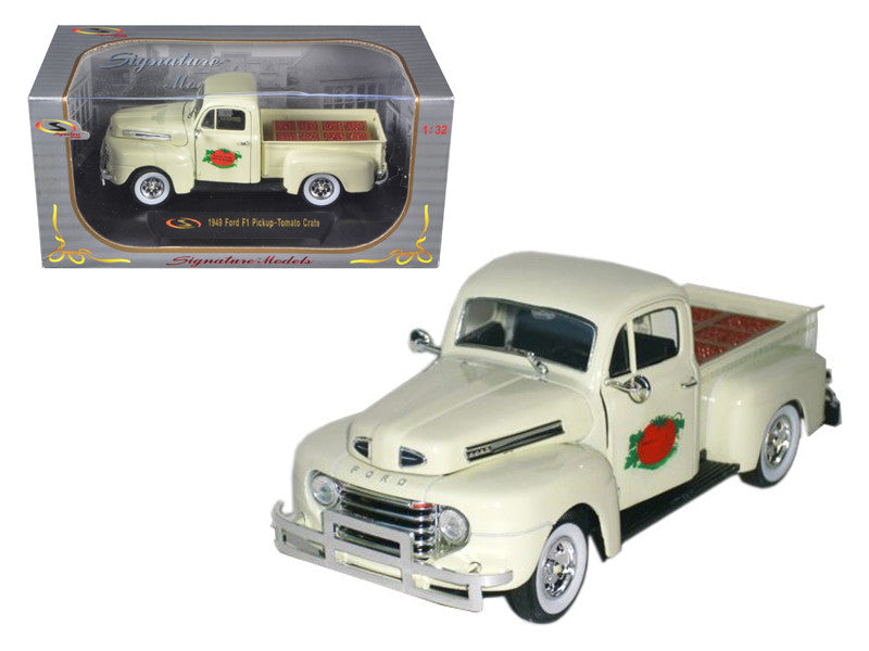 1949 Ford F-1 Delivery Pickup Truck Cream with Tomato Crates 1/32 Diecast Model Car by Signature Models LuxuryLifeWay Online Store