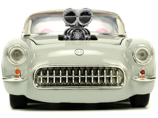 1957 Chevrolet Corvette Beige with Pink Interior with Bugs Bunny Figure "Looney Tunes" "Hollywood Rides" Series 1/24 Diecast Model Car by Jada LuxuryLifeWay Online Store