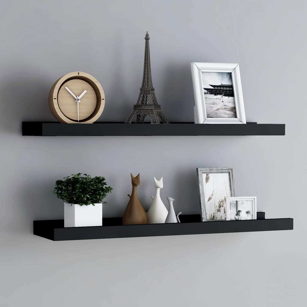 Picture Frame Ledge Shelves 2 pcs Black 31.5"x3.5"x1.2" MDF LuxuryLifeWay Online Store