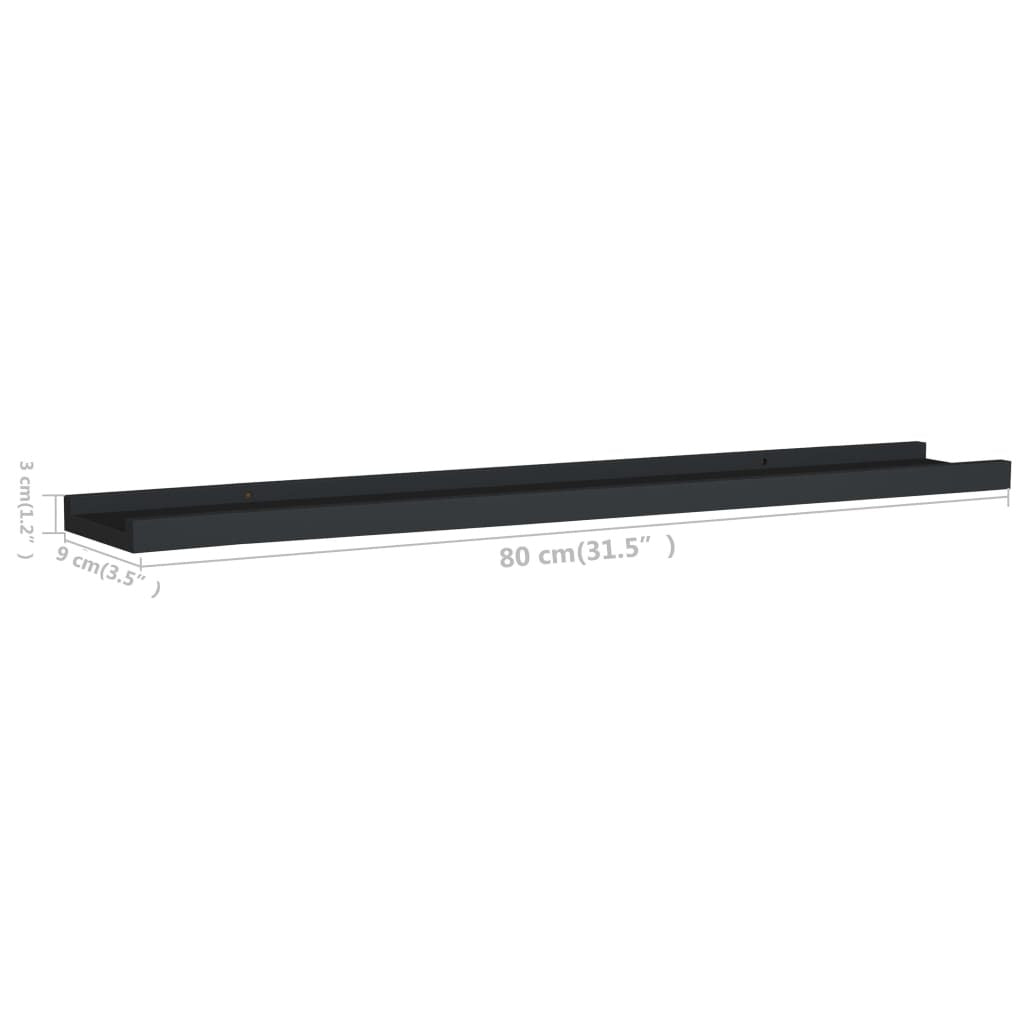 Picture Frame Ledge Shelves 2 pcs Black 31.5"x3.5"x1.2" MDF LuxuryLifeWay Online Store