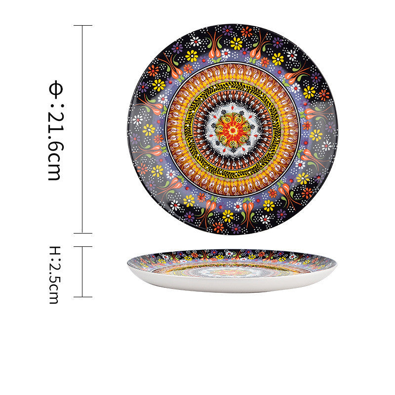 Underglaze Ceramic Tableware Bohemian Household Dishes LadyShow.Store