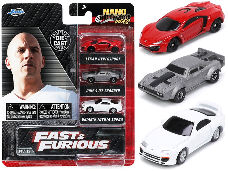 "Fast & Furious" Movie 3 piece Set Series 4 "Nano Hollywood Rides" Series Diecast Model Cars by Jada LuxuryLifeWay Online Store