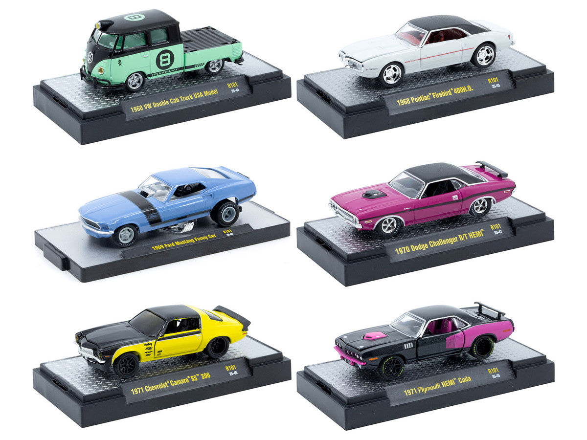 "Auto-Thentics" 6 piece Set Release 101 IN DISPLAY CASES Limited Edition 1/64 Diecast Model Cars by M2 Machines LuxuryLifeWay Online Store