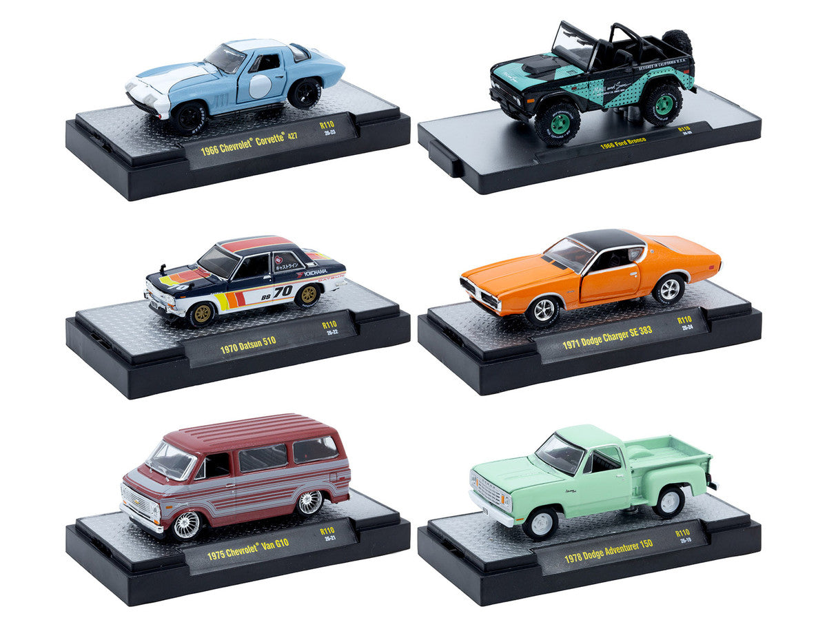 "Auto-Thentics" 6 piece Set Release 110 IN DISPLAY CASES Limited Edition 1/64 Diecast Model Cars by M2 Machines LuxuryLifeWay Online Store
