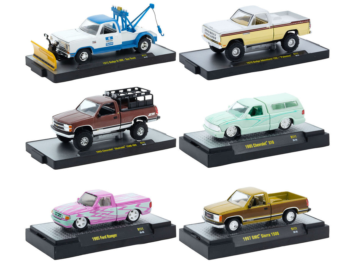 "Auto-Thentics" 6 piece Set Release 111 IN DISPLAY CASES Limited Edition 1/64 Diecast Model Cars by M2 Machines LuxuryLifeWay Online Store