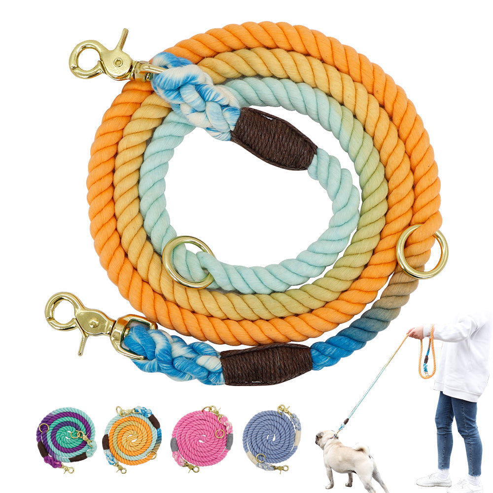 Gradient Color Dog Collars Accessories Leashes Rope Metal Chain Collar Strap Pet Outdoor Walking Training Long Traction Rope Pets Fashion