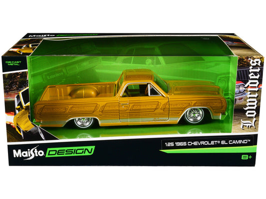 1965 Chevrolet El Camino Lowrider Gold Metallic with Graphics "Lowriders" Series 1/25 Diecast Model Car by Maisto LuxuryLifeWay Online Store
