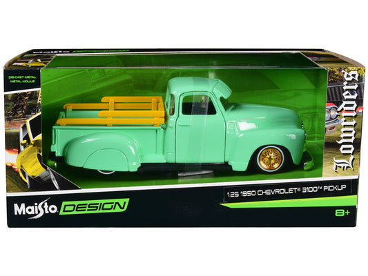 1950 Chevrolet 3100 Pickup Truck Lowrider Light Green with Gold Wheels "Lowriders" Series 1/24 Diecast Model Car by Maisto LuxuryLifeWay Online Store