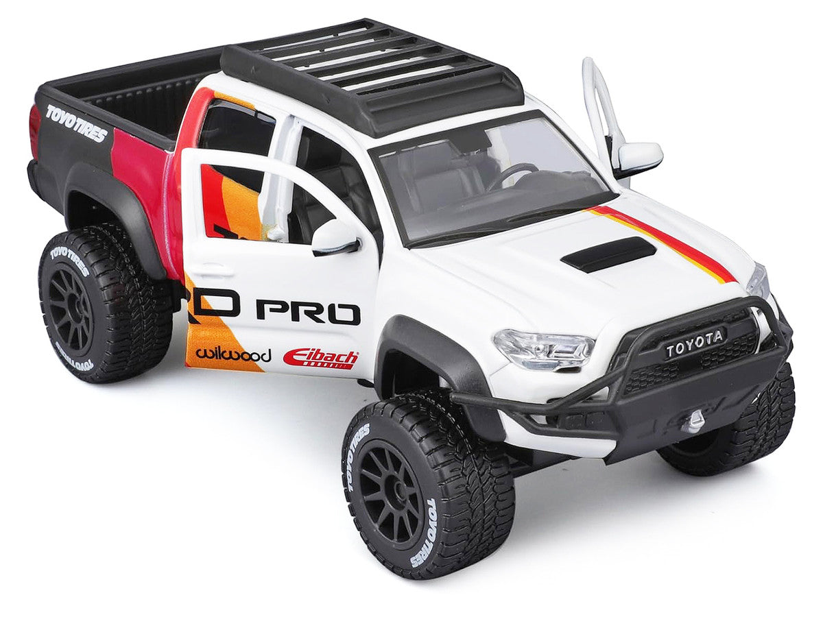 2023 Toyota Tacoma TRD PRO Off Road Pickup Truck White with Graphics and Roof Rack "Maisto Design" Series 1/27 Diecast Model Car Maisto LuxuryLifeWay Online Store
