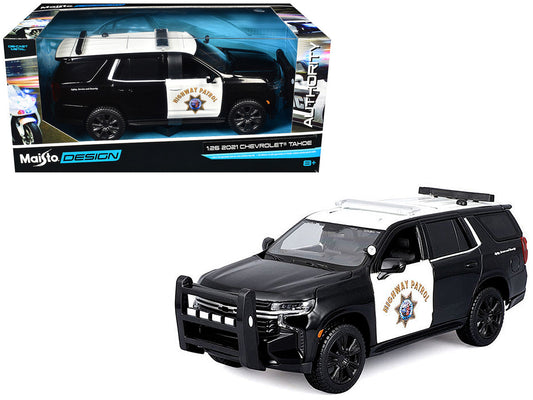 2021 Chevrolet Tahoe "California Highway Patrol" Black and White "Authority" "Maisto Design" Series 1/26 Diecast Model Car by Maisto LuxuryLifeWay Online Store