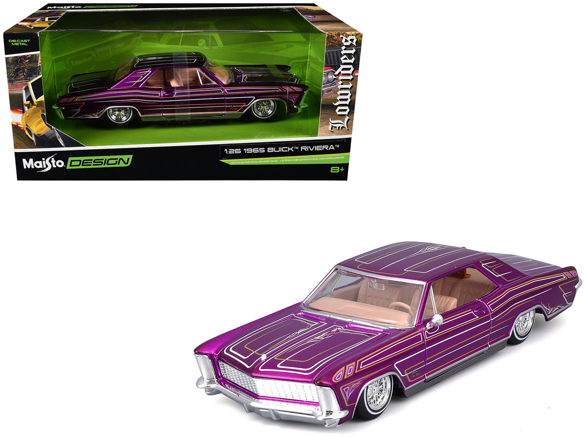 1965 Buick Riviera Lowrider Purple Metallic with Graphics "Lowriders" Series 1/26 Diecast Model Car by Maisto LuxuryLifeWay Online Store