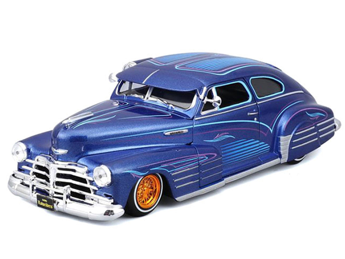 1948 Chevrolet Fleetline Lowrider Blue Metallic with Graphics "Maisto Design" Series 1/25 Diecast Model Car by Maisto LuxuryLifeWay Online Store