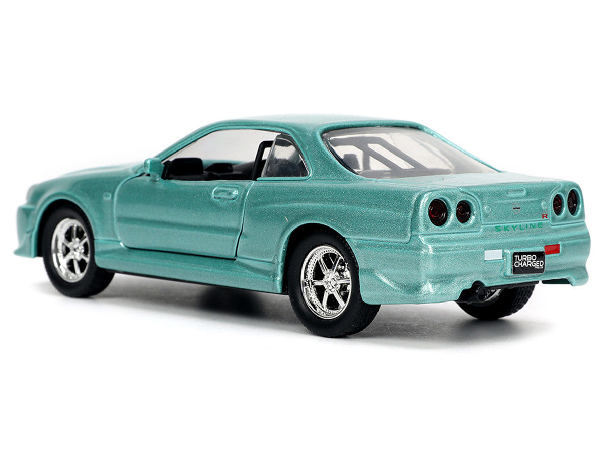 Brian's Nissan Skyline GT-R (BNR34) RHD (Right Hand Drive) Turquoise Metallic "Fast & Furious" Movie 1/32 Diecast Model Car by Jada LuxuryLifeWay Online Store