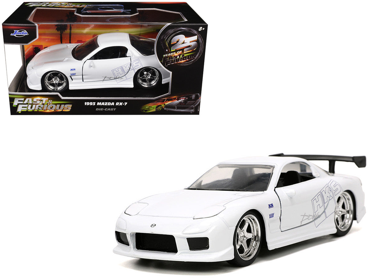 1993 Mazda RX-7 "HKS" White "The Fast and the Furious" (2001) Movie "25 Years of Fast & Furious" Series 1/32 Diecast Model Car by Jada LuxuryLifeWay Online Store