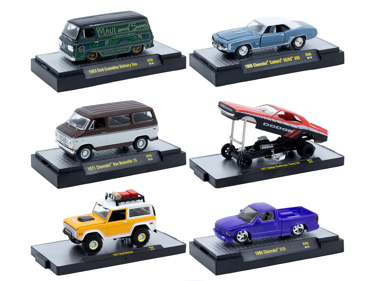 "Auto Meets" Set of 6 Cars IN DISPLAY CASES Release 96 Limited Edition 1/64 Diecast Model Cars by M2 Machines LuxuryLifeWay Online Store