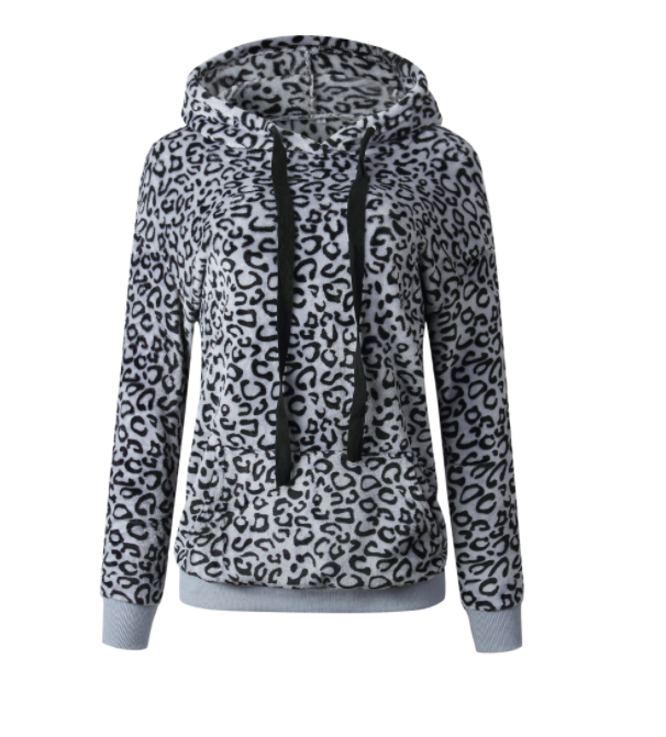 Leopard Print Pocket Hoodie