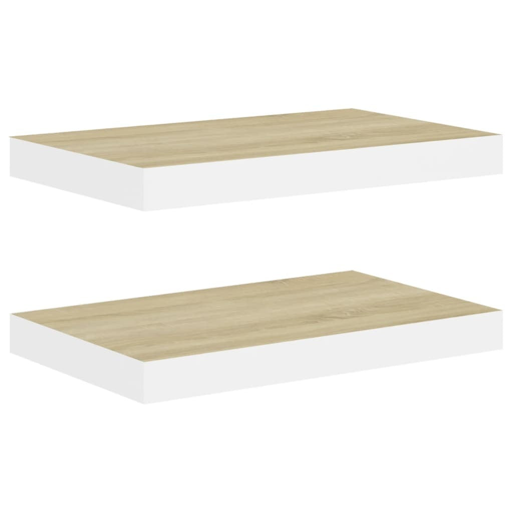 Floating Wall Shelves 2 pcs Oak and White 15.7"x9.1"x1.5" MDF LuxuryLifeWay Online Store