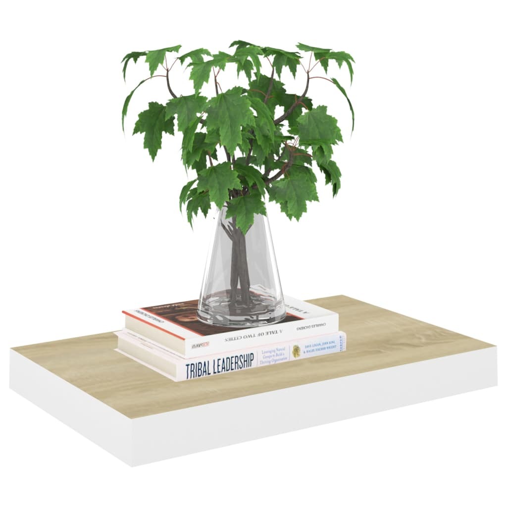 Floating Wall Shelves 2 pcs Oak and White 15.7"x9.1"x1.5" MDF LuxuryLifeWay Online Store