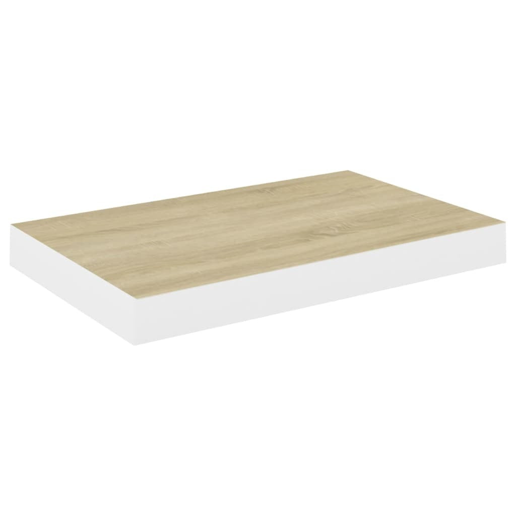 Floating Wall Shelves 2 pcs Oak and White 15.7"x9.1"x1.5" MDF LuxuryLifeWay Online Store