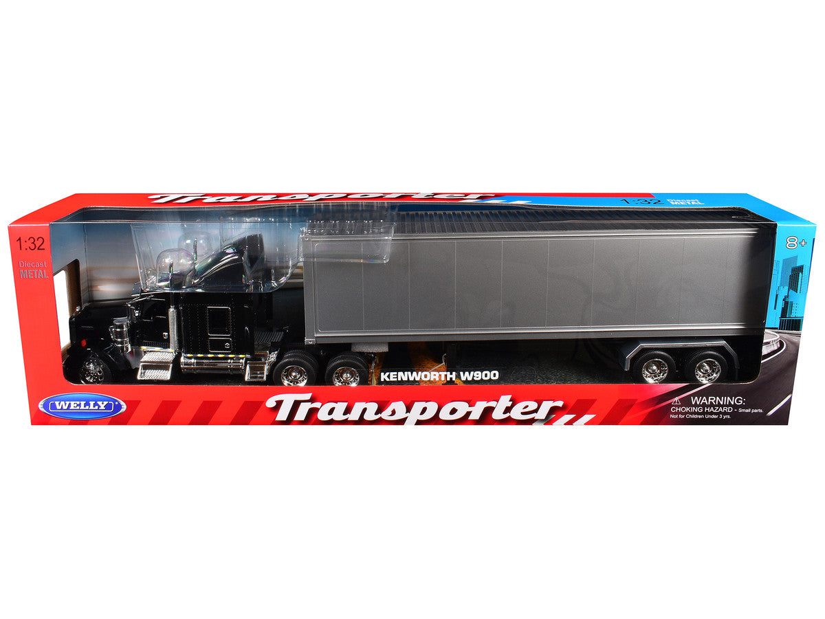 Kenworth W900 Truck Black with Gray Container 1/32 Diecast Model by Welly LuxuryLifeWay Online Store