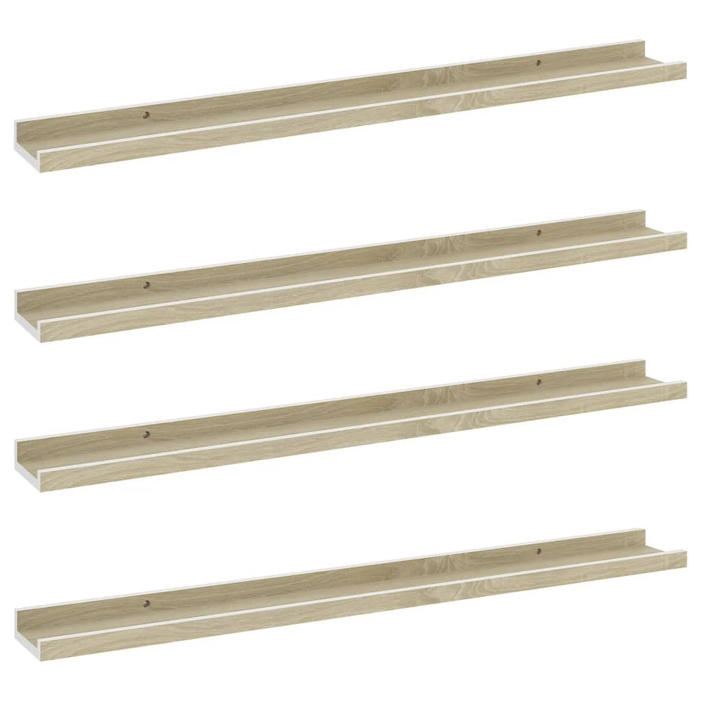 Wall Shelves 4 pcs White and Sonoma Oak 31.5"x3.5"x1.2" LuxuryLifeWay Online Store
