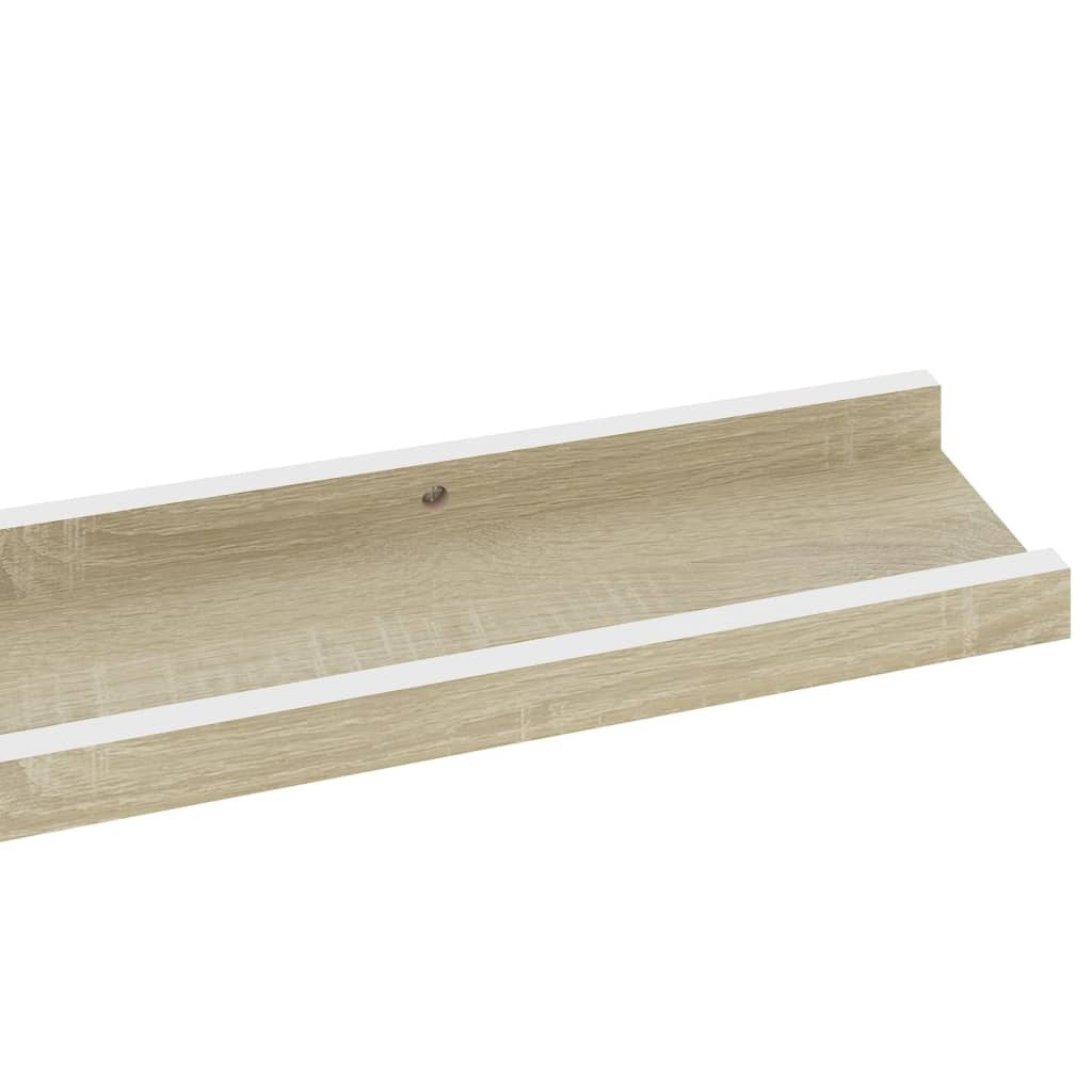 Wall Shelves 4 pcs White and Sonoma Oak 31.5"x3.5"x1.2" LuxuryLifeWay Online Store