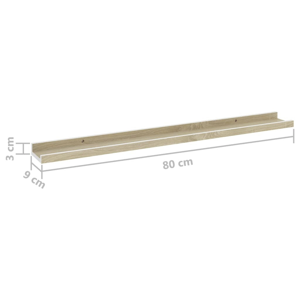 Wall Shelves 4 pcs White and Sonoma Oak 31.5"x3.5"x1.2" LuxuryLifeWay Online Store