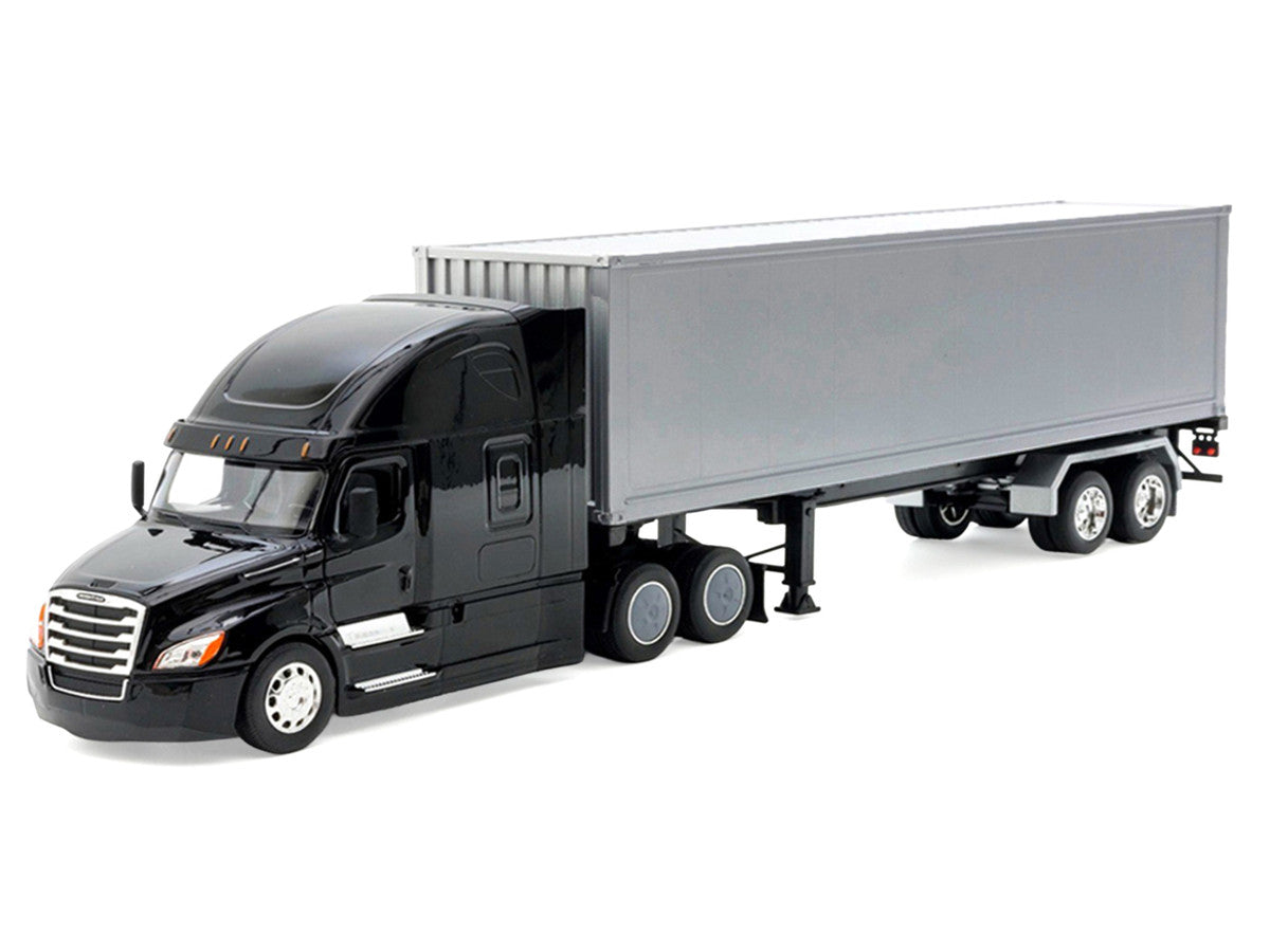 Freightliner Cascadia Truck Black with Silver Container "Transporter" Series 1/32 Diecast Model by Welly LuxuryLifeWay Online Store