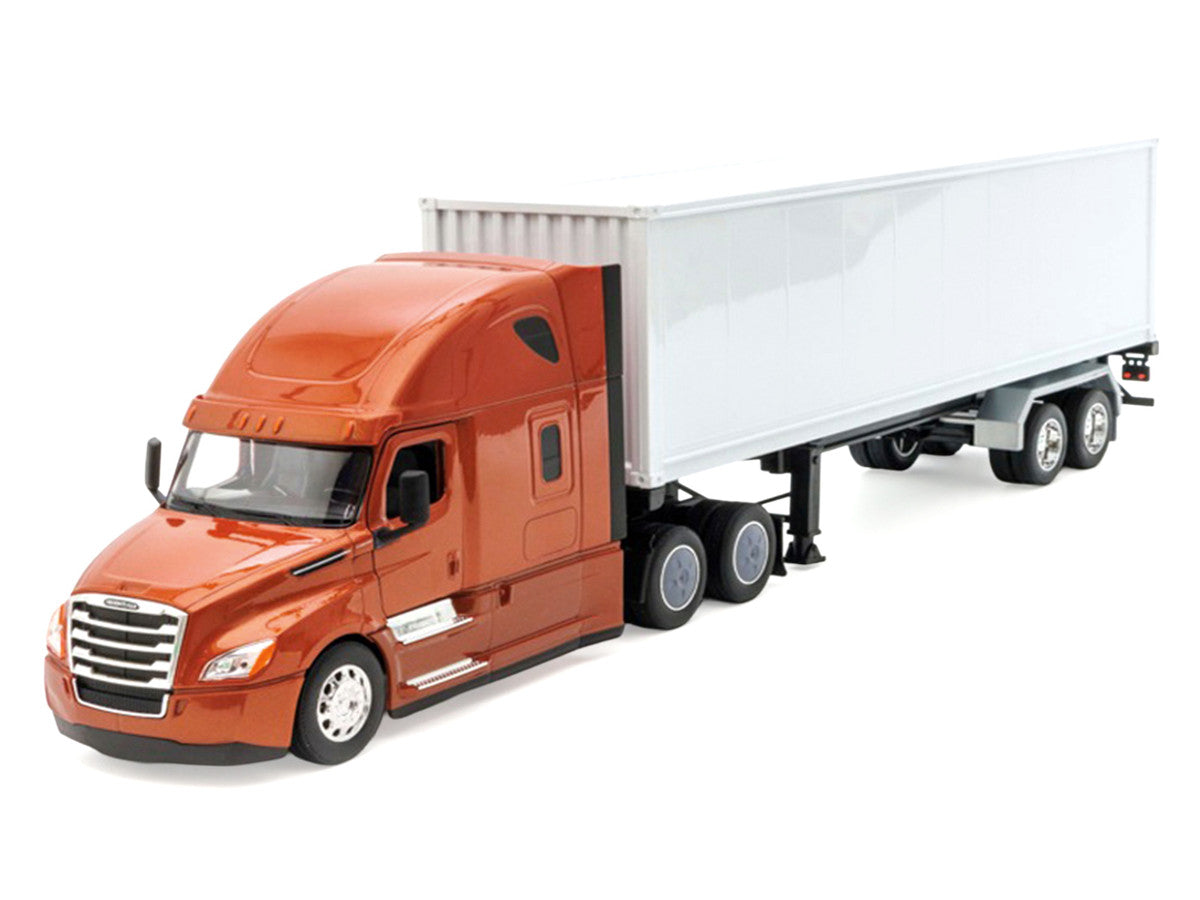Freightliner Cascadia Truck Bronze Metallic with White Container "Transporter" Series 1/32 Diecast Model by Welly LuxuryLifeWay Online Store